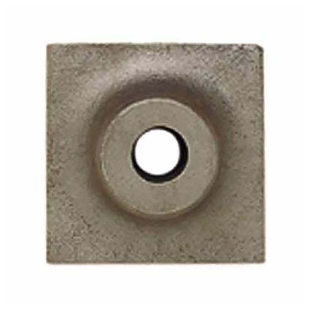 Square concrete tamper plate with textured surface and centered circular opening.