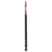 Milwaukee Shockwave T27 Torx impact driver bit with red and black shaft, 6 inches long.