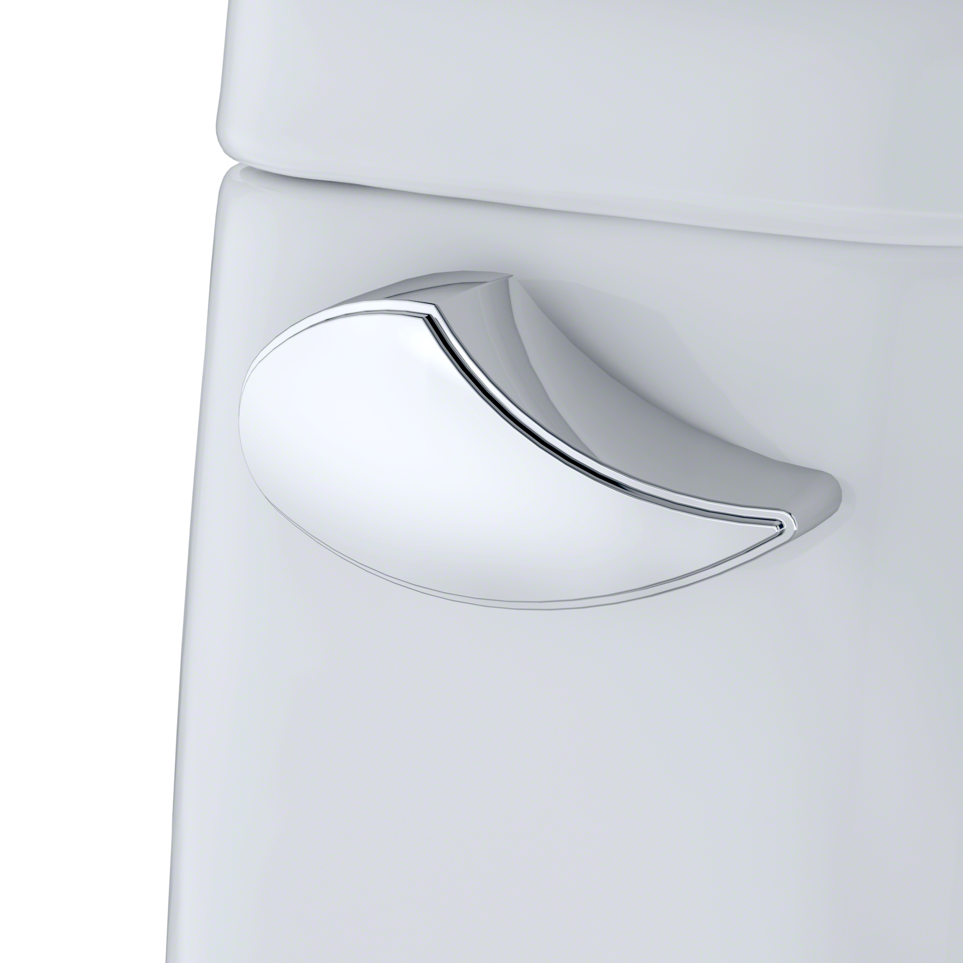 Cotton white one-piece round toilet with soft-close seat and chrome handle lever on side tank.