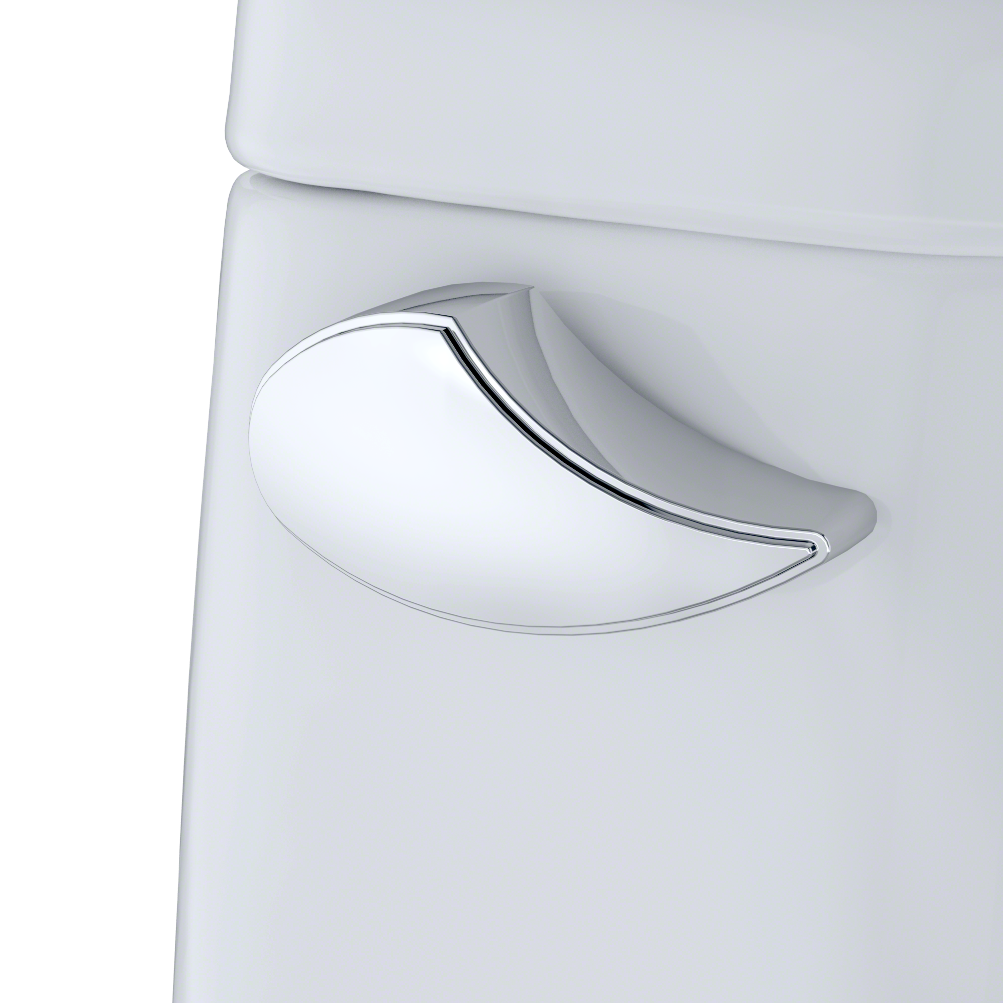 Cotton white one-piece round toilet with soft-close seat and chrome handle lever on side tank.