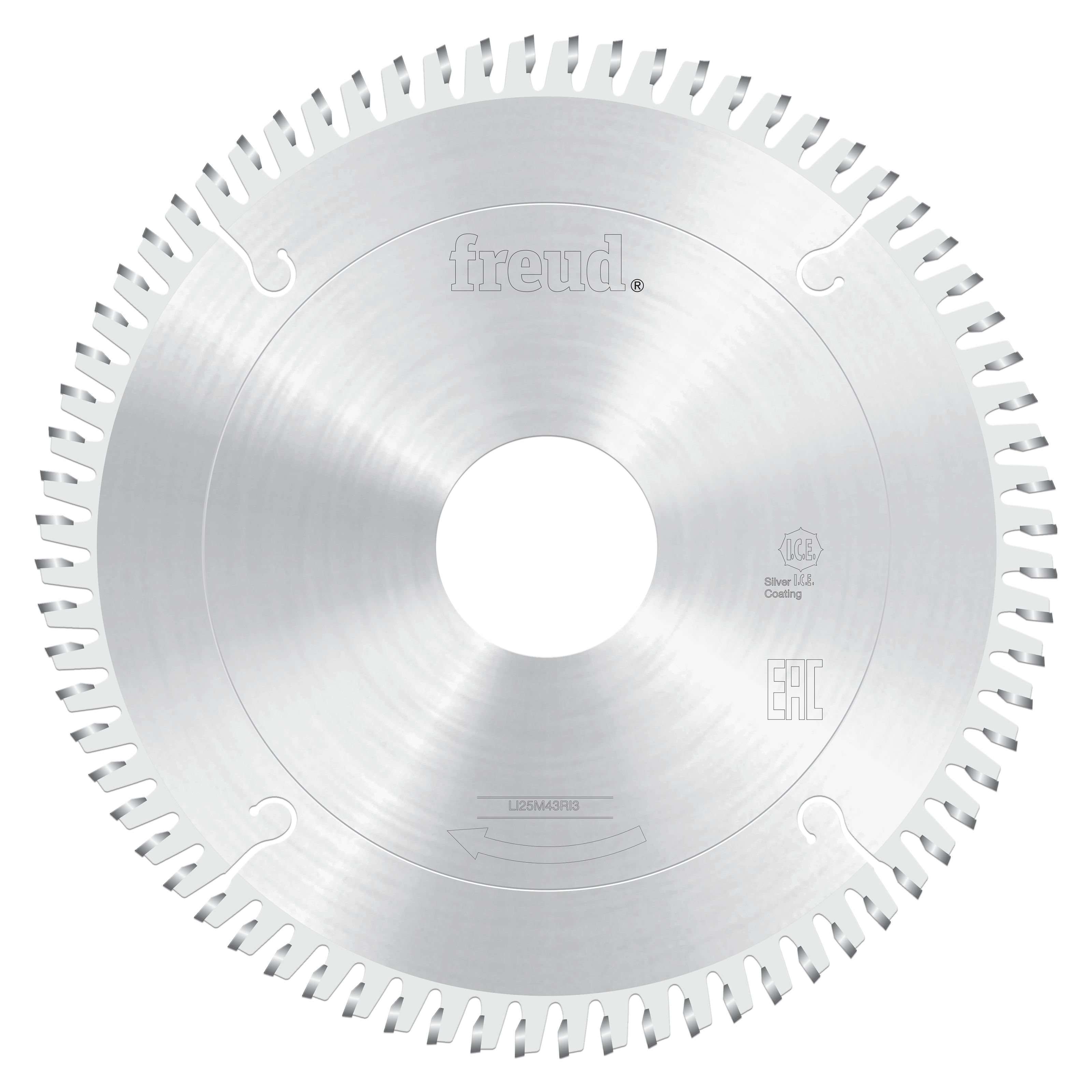 Freud 300mm conical scoring saw blade with silver coating and multiple teeth around perimeter.