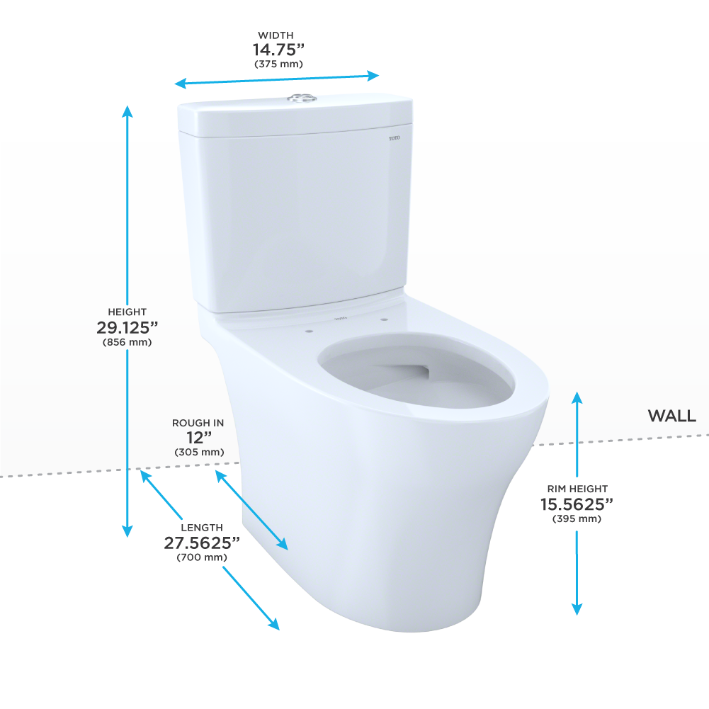 Toto Aquia IV Two Piece Elongated Skirted Toilet with CEFIONTECT Dual Flush 0.9 and 1.28 GPF Less Seat in Cotton White