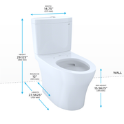 Toto Aquia IV Two Piece Elongated Skirted Toilet with CEFIONTECT Dual Flush 0.9 and 1.28 GPF Less Seat in Cotton White