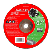 Diablo red masonry circular cut-off disc with 6-1/2 inch diameter and 1/8 inch thickness, showing diamond knockout arbor desi