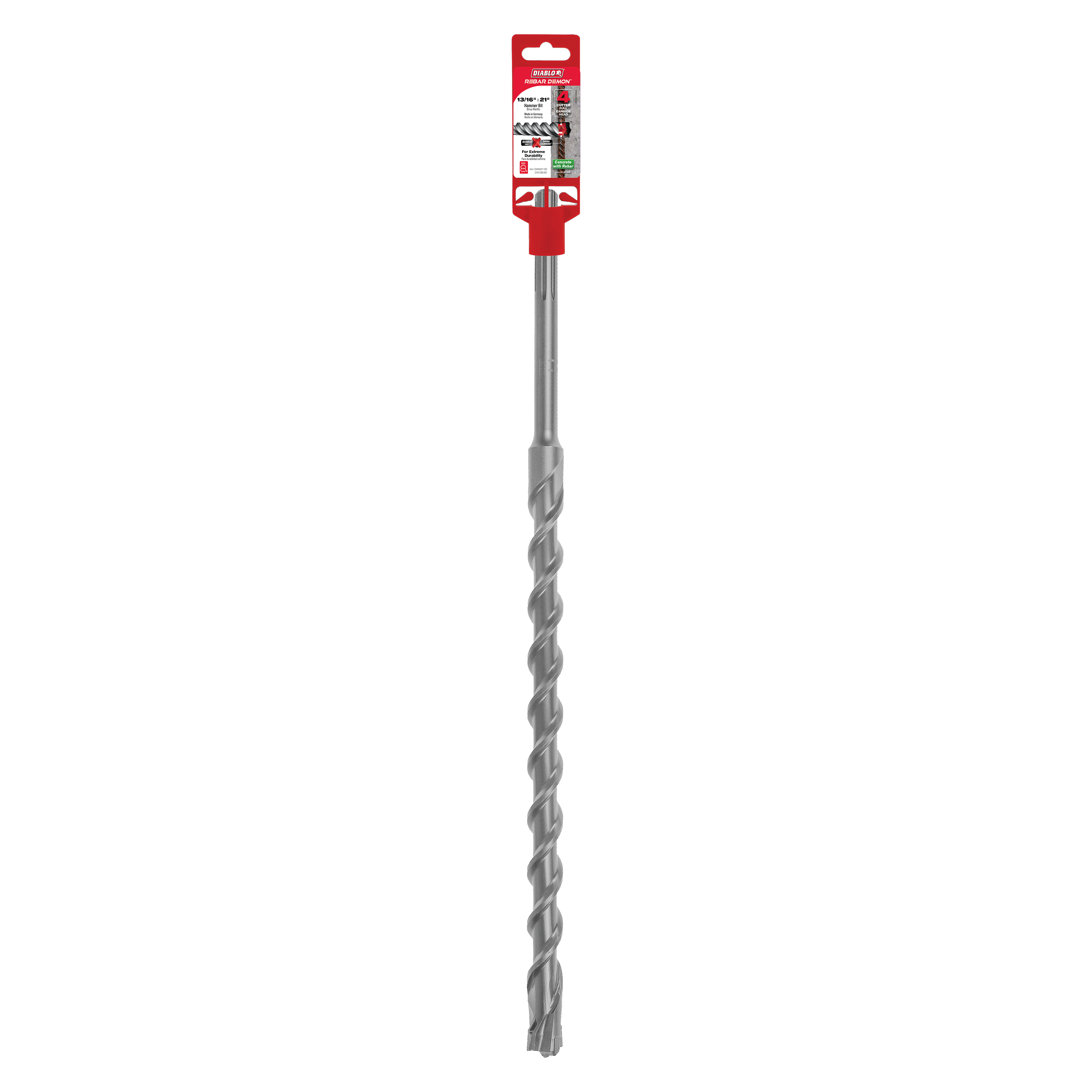 Diablo DMAMX1160 13/16 in. x 16 in. x 21 in. Rebar Demon SDS-Max 4-Cutter Full Carbide Head Hammer Drill Bit - 10 Pack