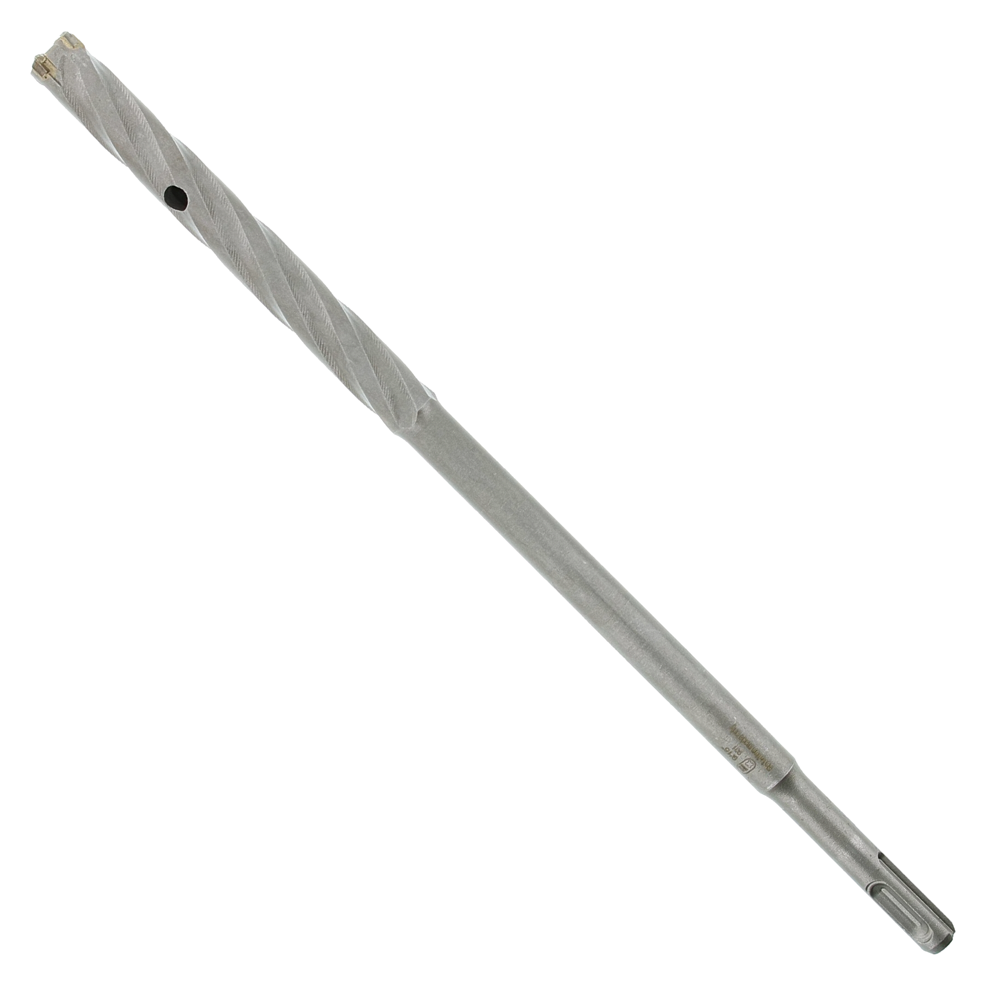 Gray SDS-Plus rebar cutter bit with spiral flutes and carbide tip, 9/16 inch diameter by 12 inch length.
