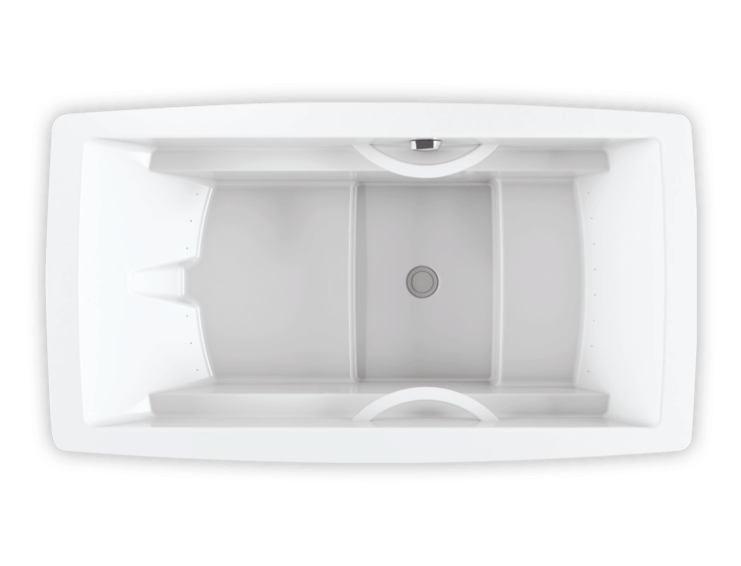 Bain Ultra Essencia 6838 Rectangular Freestanding 1-Person 67 Gallon Soaker Bathtub with 1-1/2" Standard Deck Raised Seat 2 Armrests and 2 Grab Bars in Black/White - BESPRF00N-66