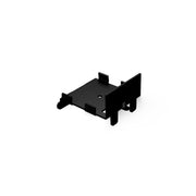 Matte black linear drain component with rectangular top plate and mounting brackets on sides.