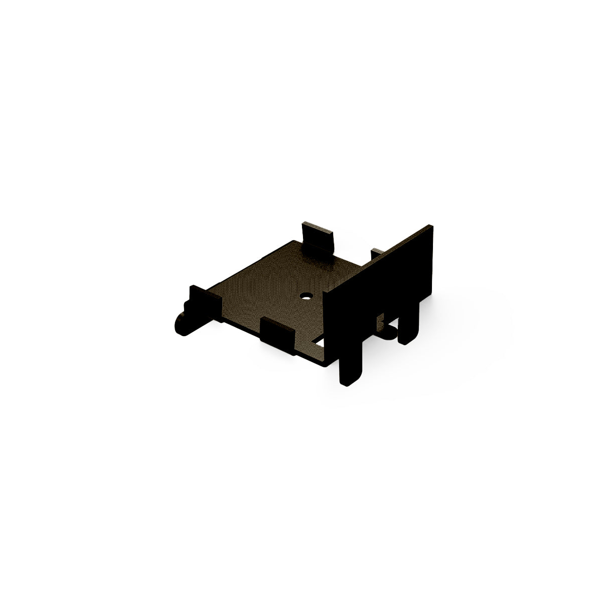 Oil rubbed bronze linear drain component with mounting brackets and textured top surface.