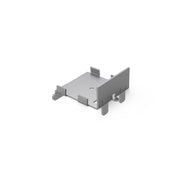 Satin stainless steel linear drain component with flat rectangular top surface and mounting brackets on sides.
