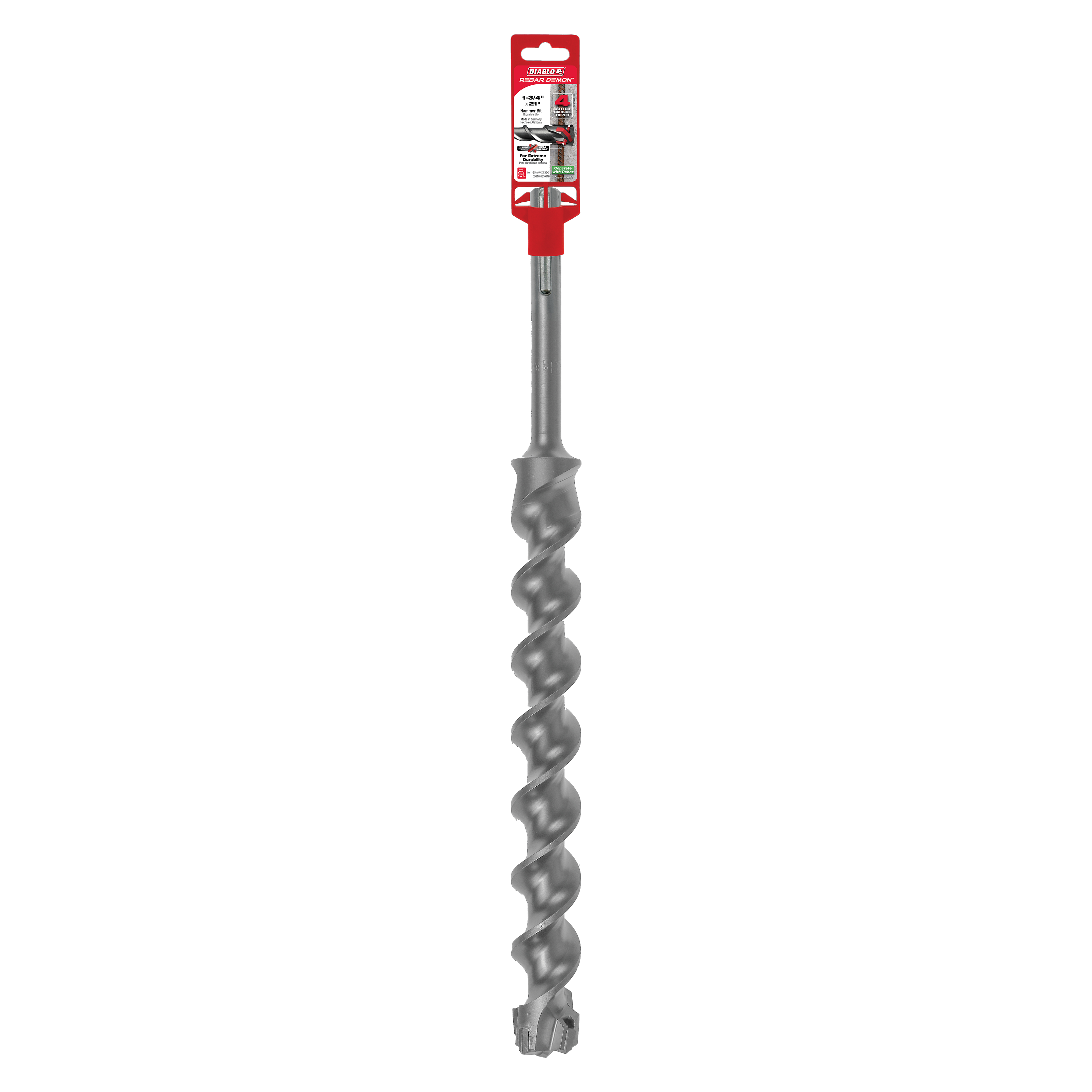 Diablo DMAMX1390 1-3/4 in. x 16 in. x 21 in. Rebar Demon SDS-Max 4-Cutter Carbide-Tipped Hammer Drill Bit - 10 Pack
