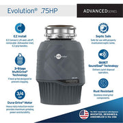 InSinkErator Evolution Advanced Series 0.75HP Continuous Feed Garbage Disposal in Black - 80021-ISE