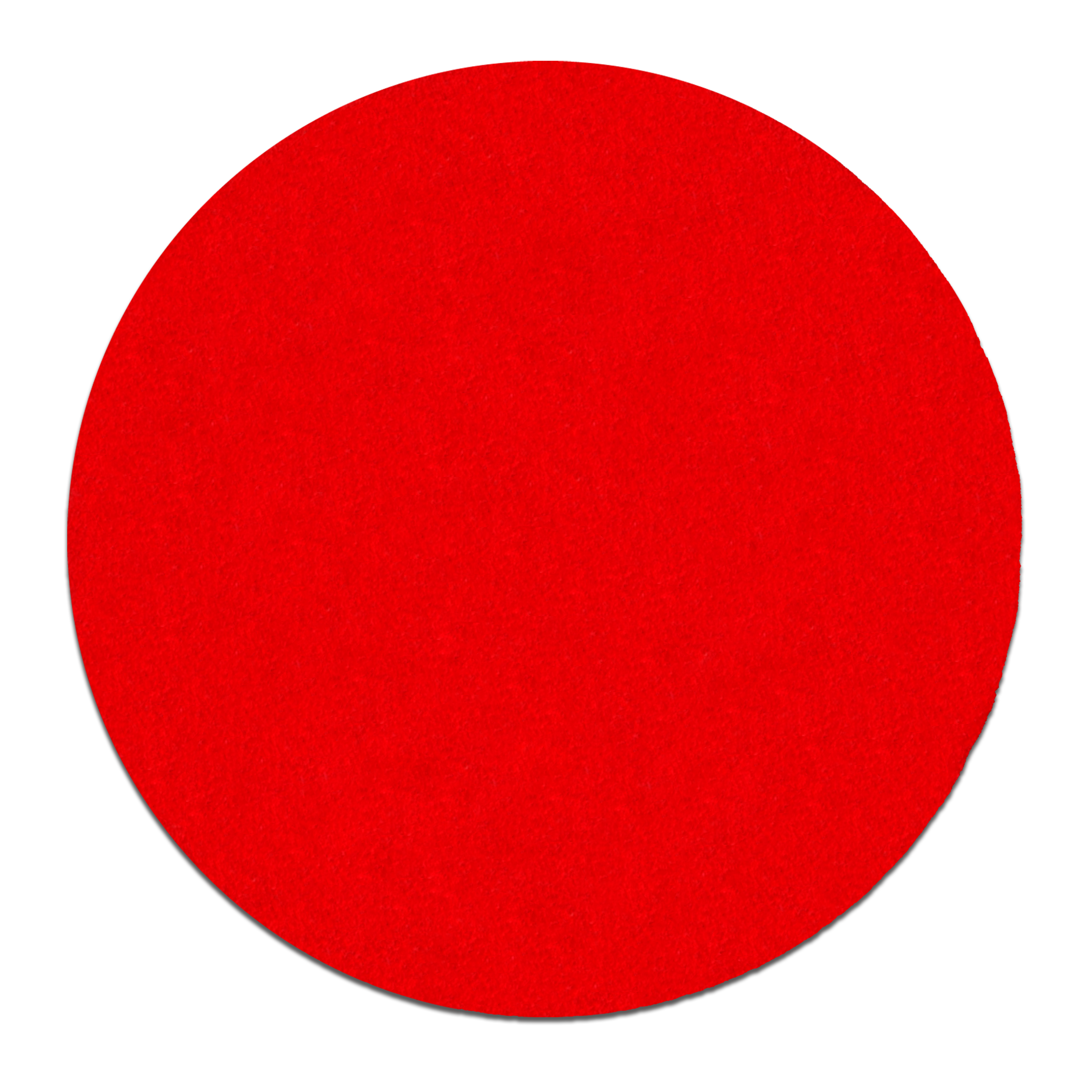 Red circular sanding disc with hook and loop backing, 9 inches diameter.