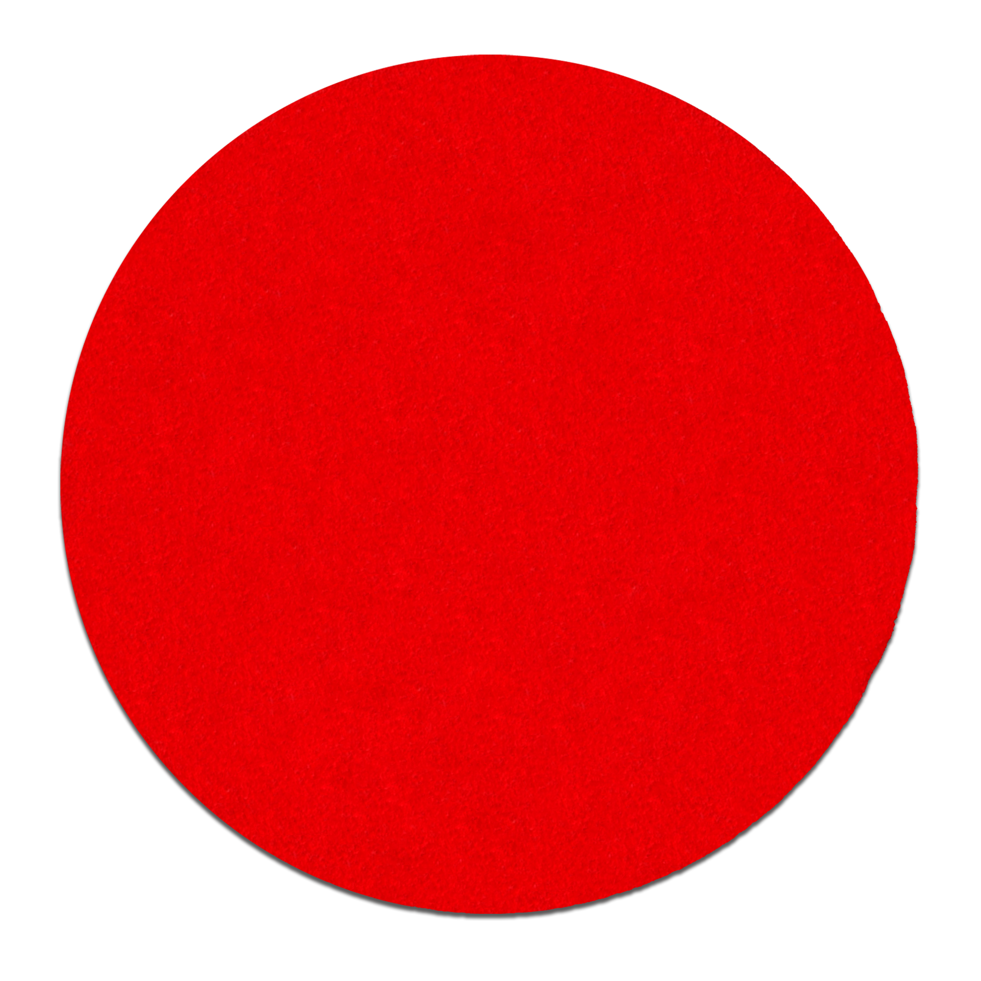 Red circular sanding disc with hook and loop backing, 9 inches diameter.