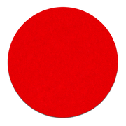 Red circular sanding disc with hook and loop backing, 9 inches diameter.