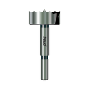Freud PB-011 Forstner bit with cylindrical shank and wide flat cutting head with center point.