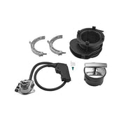 InSinkErator garbage disposal cover control accessory kit with black dome cover, mounting clamps, cord, and small components.