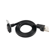 Black power cord with angled connectors at each end, coiled in a loop.