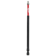 Milwaukee red and black Shockwave 6-inch impact power bit with square recess #3 head.