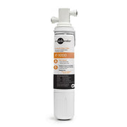 InSinkErator F-1000S white water filtration system with label showing filter replacement information and connection ports.