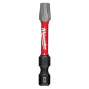 Milwaukee Shockwave 2-inch Impact ECX #1 power bit with red and black handle and gray hex drive tip.