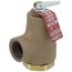 3/4" brass boiler relief valve with female inlet/outlet connections and red adjustment cap.
