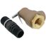 Brass boiler relief valve with 3/4" female ports and black adjustment knob.