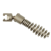 Small metal drop head attachment with forked connector and coiled spring, plated finish.