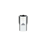 Milwaukee 16mm metric 6-point socket with 1/2 inch drive and four flat sides on cylindrical chrome body.