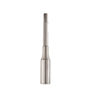 Metal grounding rod driver with cylindrical body and tapered upper shaft on white background.