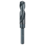 Black oxide twist drill bit with fluted cutting head and cylindrical shank for 13/16 inch drilling.