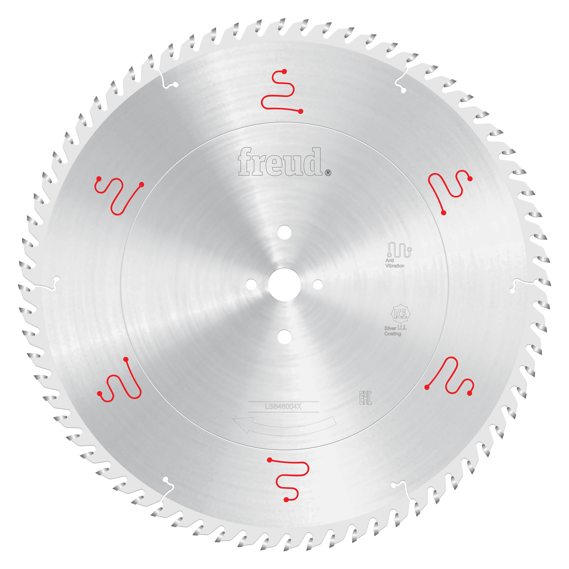 Freud 480mm circular saw blade with multiple teeth around perimeter and central mounting holes for horizontal beam saw.