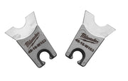 Milwaukee W-163 die with stamped branding, featuring two metal jaws with curved tops and central circular openings.
