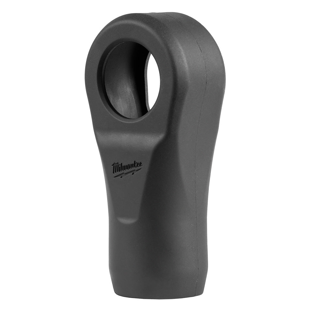 Black rubber protective boot with rounded top and circular opening, Milwaukee logo visible on side.