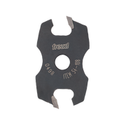 Freud 54-108 black slot cutter with two metal cutting edges and center hole for mounting.