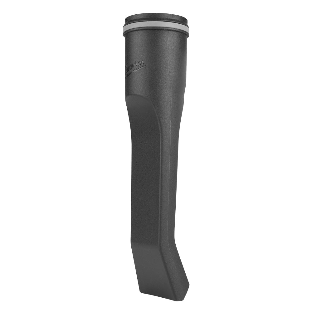 Black curved nozzle attachment with Milwaukee branding and metal band collar at top.
