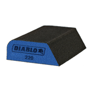 Black and blue dual-edge sanding sponge with "DIABLO 220" text on blue side.