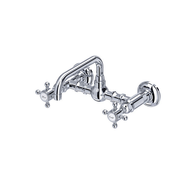 ROHL Acqui Wall Mount Bridge Bathroom Faucet with U-Spout - Polished Chrome