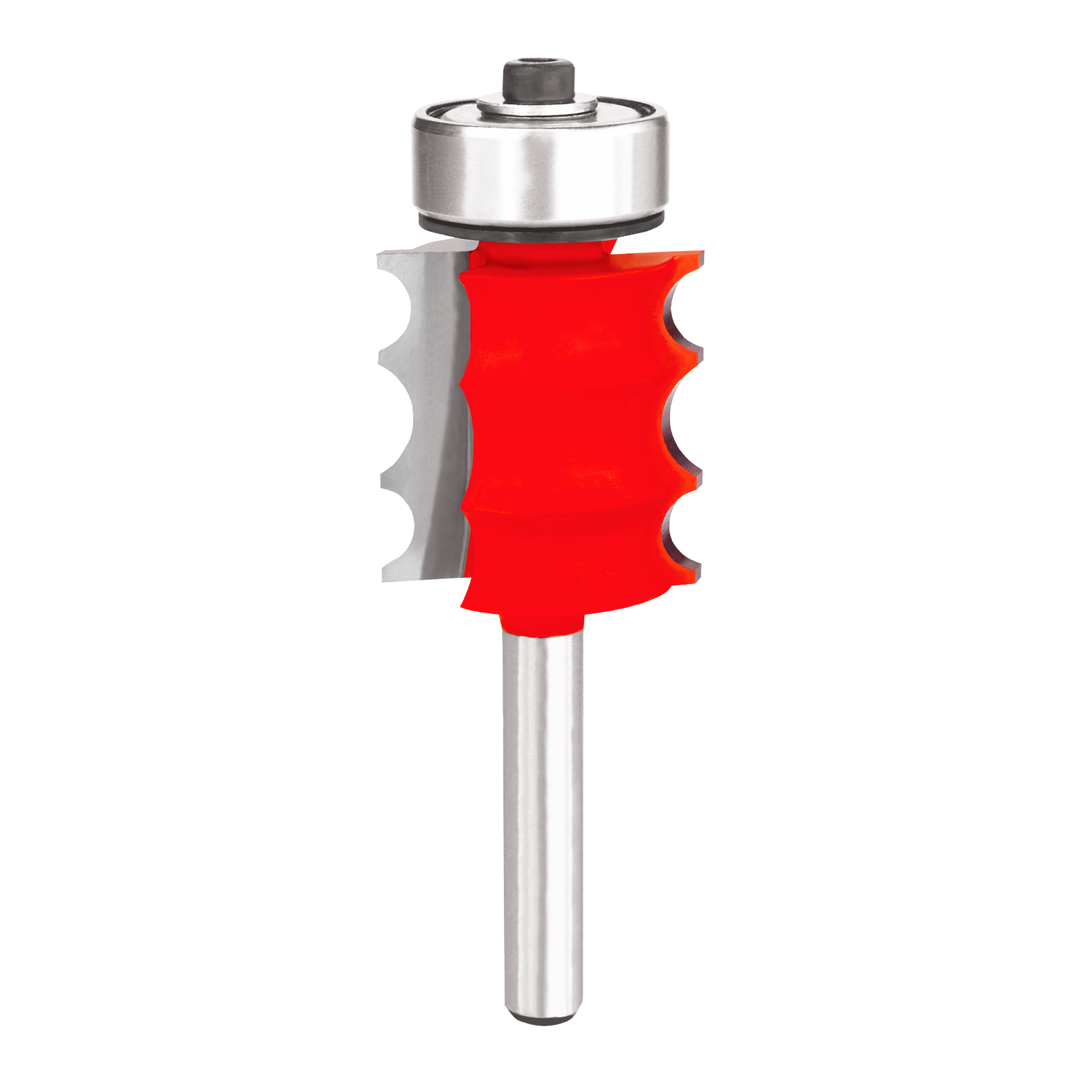 Freud 80-558 triple beading router bit with red cutting head, metal bearing and shank.
