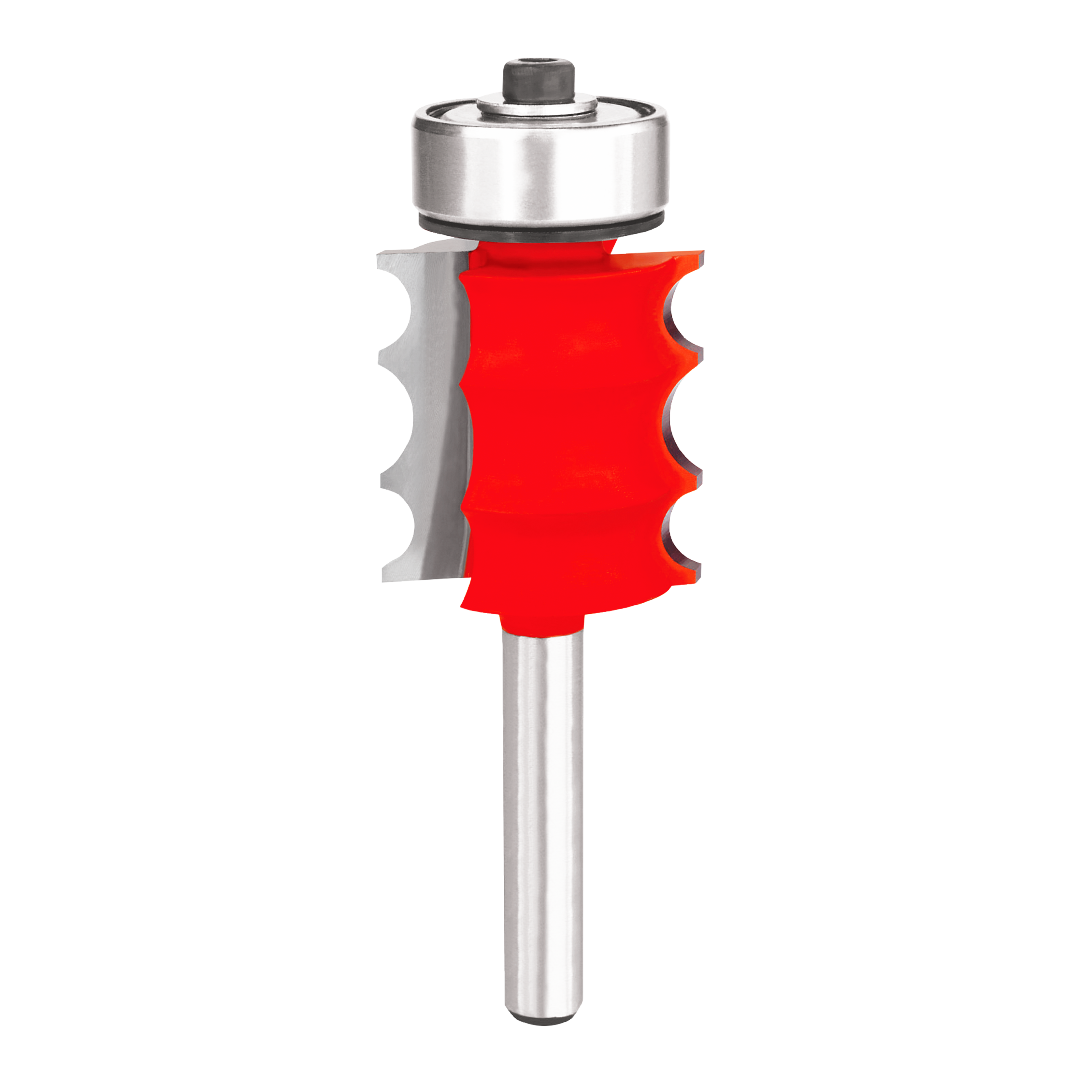 Freud 80-558 triple beading router bit with red cutting head, metal bearing and shank.