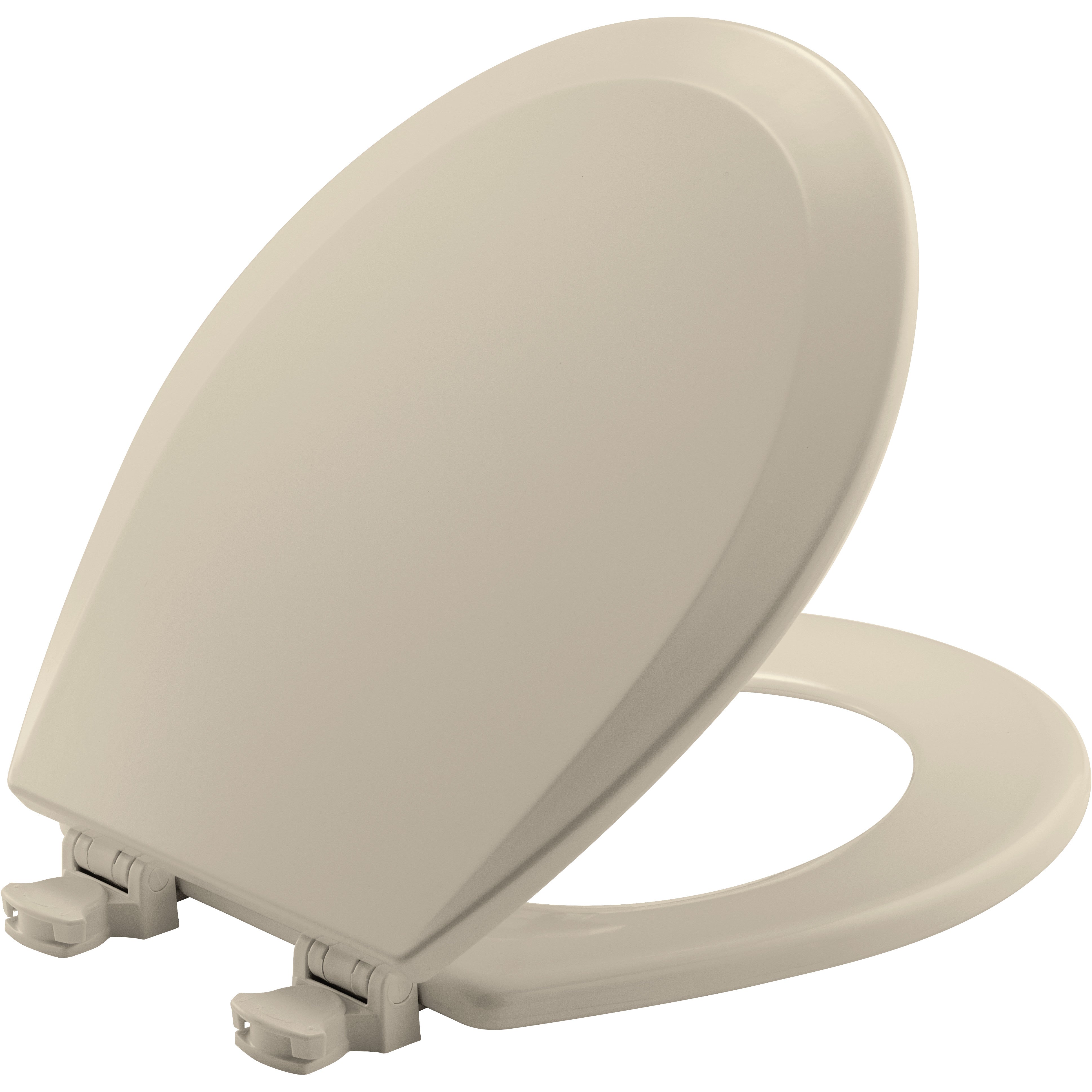 Bemis 500EC 146 Round Enameled Wood Toilet Seat in Almond with EasyClean Hinge