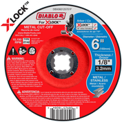 Diablo 6-inch metal cut-off disc with X-Lock arbor, Type 27/42, 1/8-inch thickness for angle grinders.