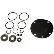 Silicone rubber kit containing black rings, metal washers, and a diaphragm disc with mounting holes.