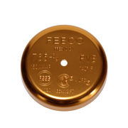 Brass canopy cap with FEBCO branding and 765-4 PVB specifications embossed on surface.