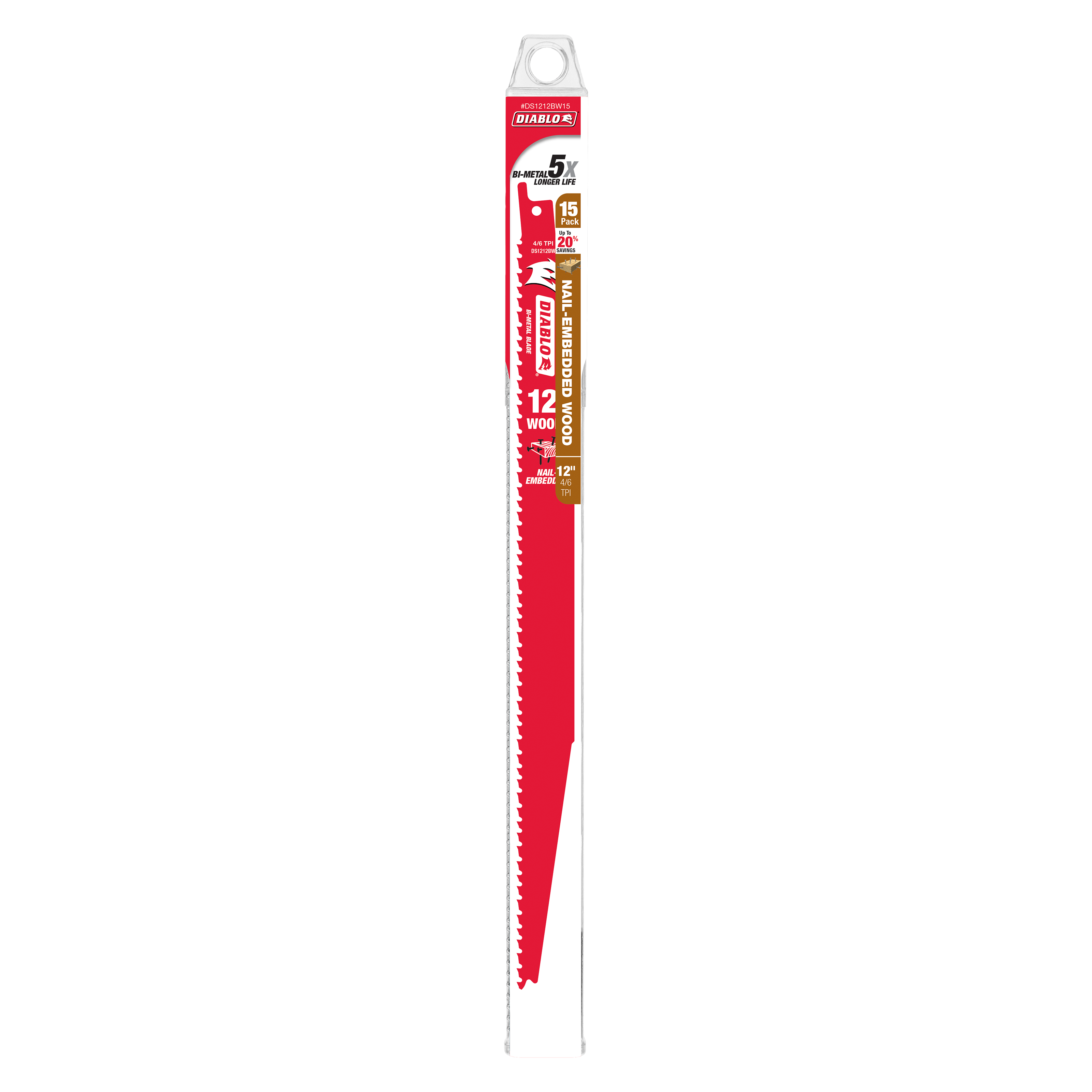 Diablo DS1212BW15 12 in. Bi-Metal Recip Blade for Nail-Embedded Wood (15-Pack) - 2 Pack