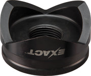 Black metal punch tool with threaded center hole and Milwaukee EXACT branding on cylindrical base.