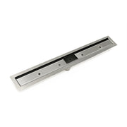 Matte black linear drain kit with stainless steel frame and removable grate insert, 60 inches long.