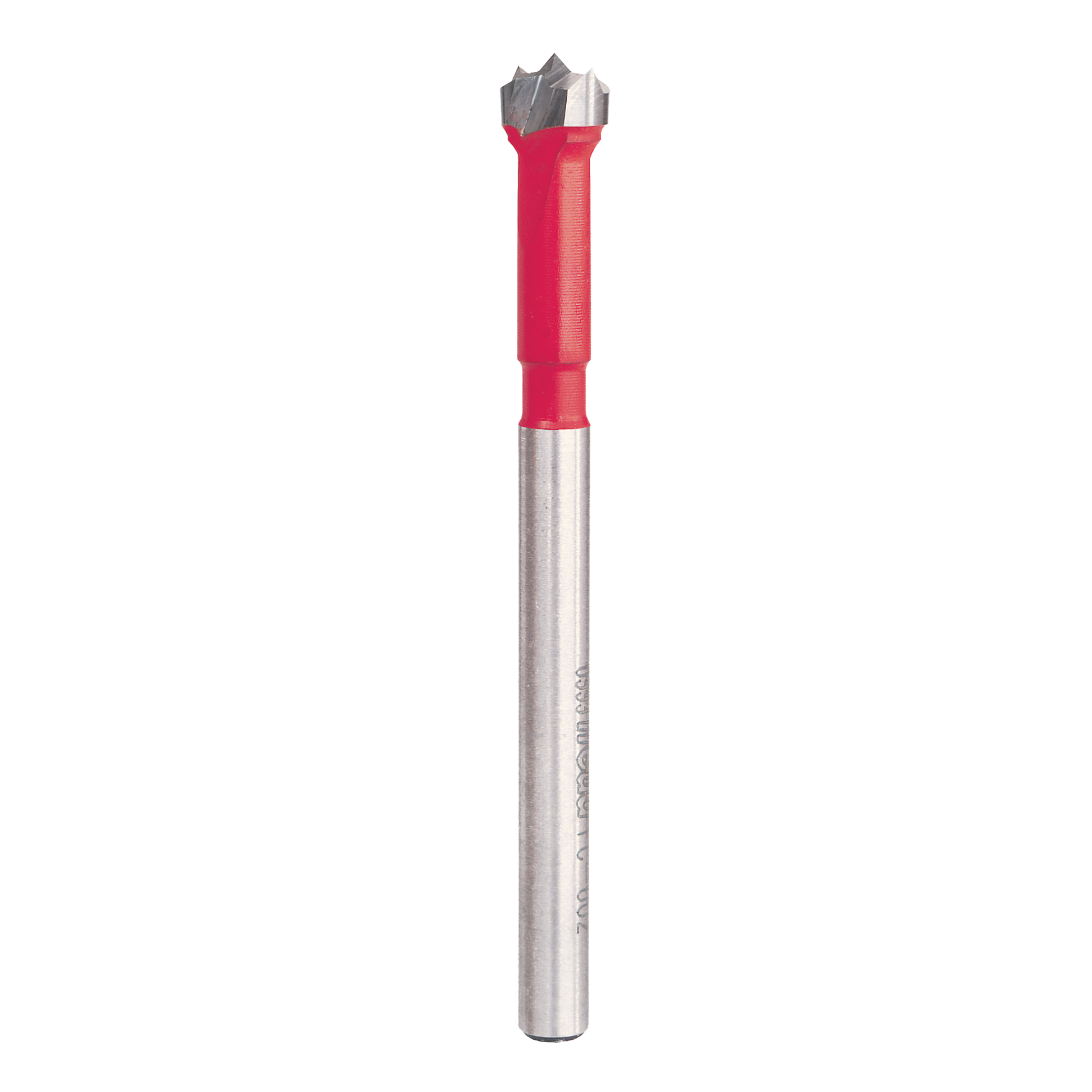 Freud FC-002 3/8" Forstner bit with gray steel shaft and red grip collar.