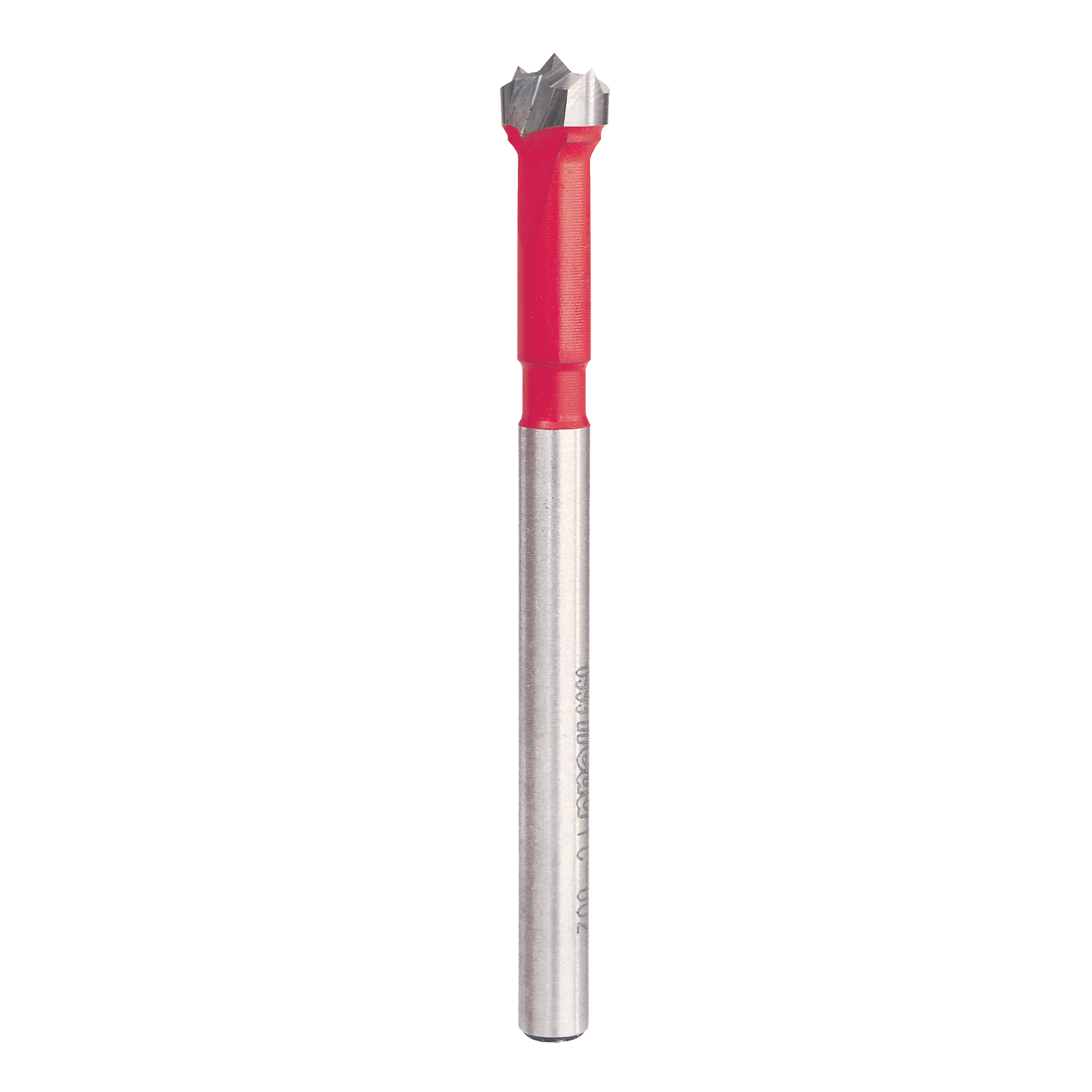 Freud FC-002 3/8" Forstner bit with gray steel shaft and red grip collar.