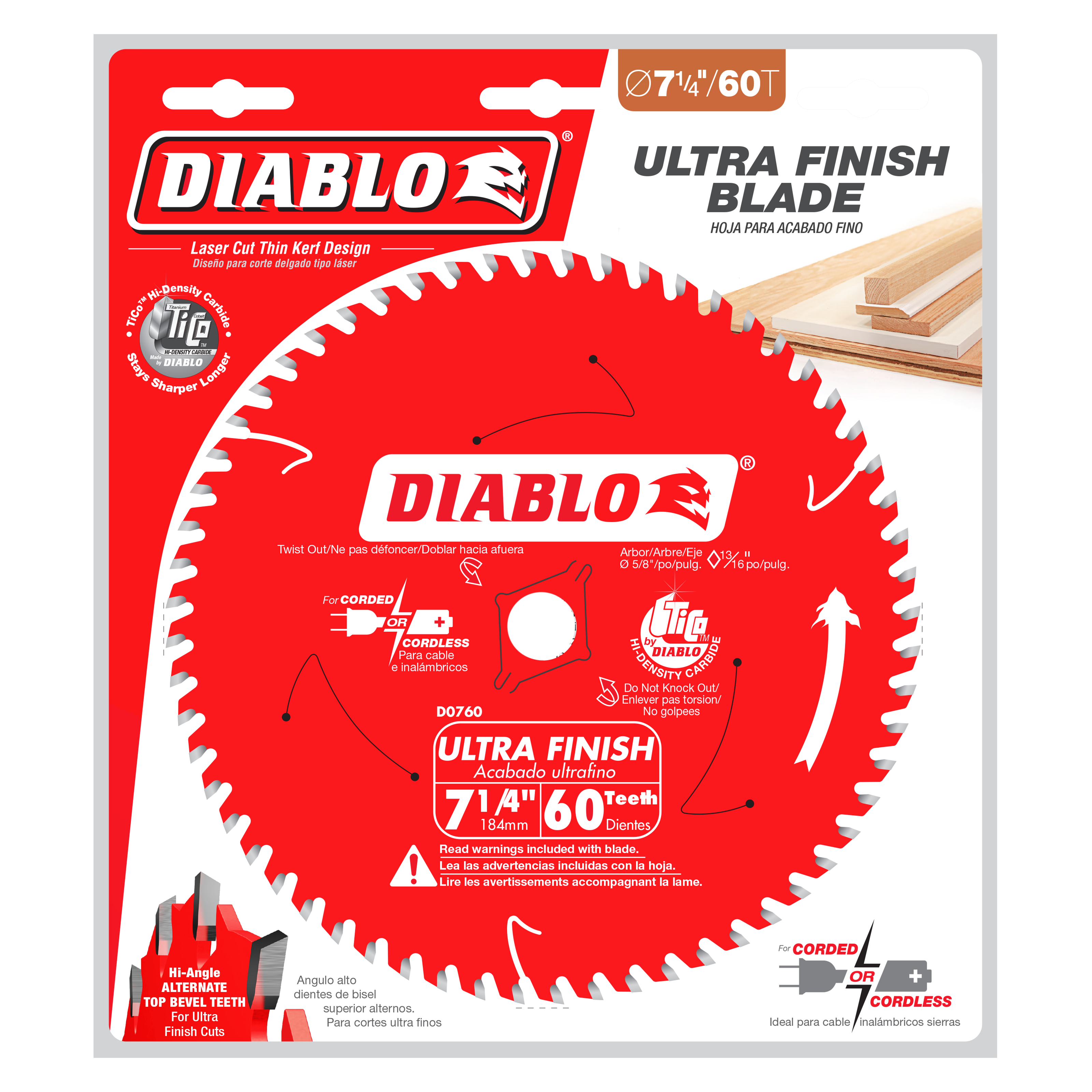Diablo 7.5 inch, 60-Teeth Ultra Finish Saw Blade - D0760X